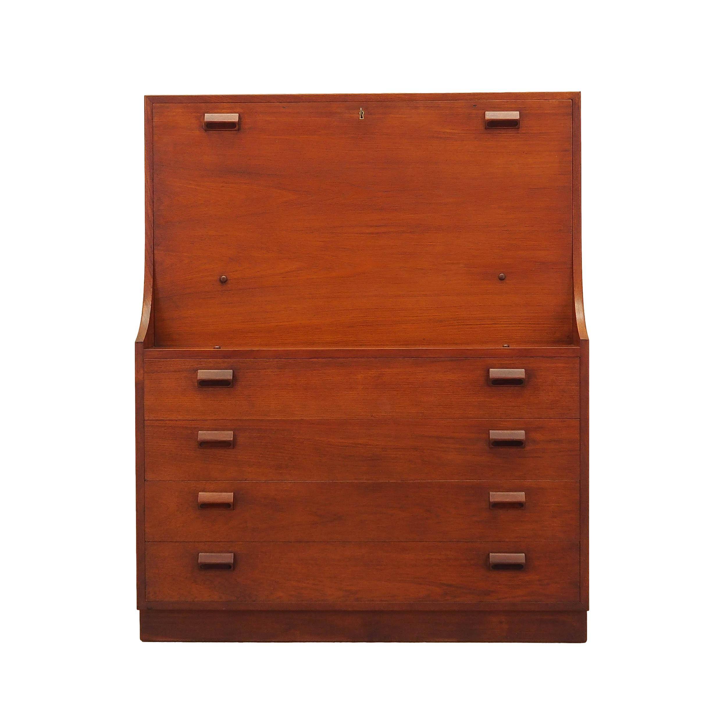 Secrétaire en teck, design danois, années 1960, designer : Børge Mogensen