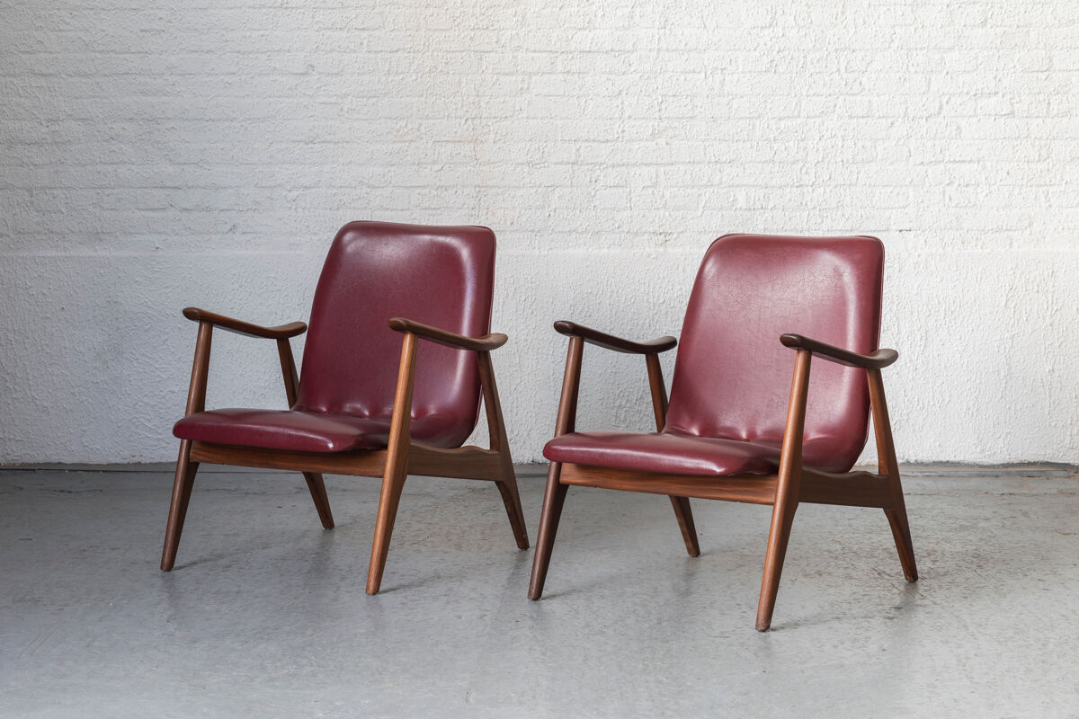 Set fauteuils de Louis van Teeffelen pour Wébé, design hollandais, années 1960
