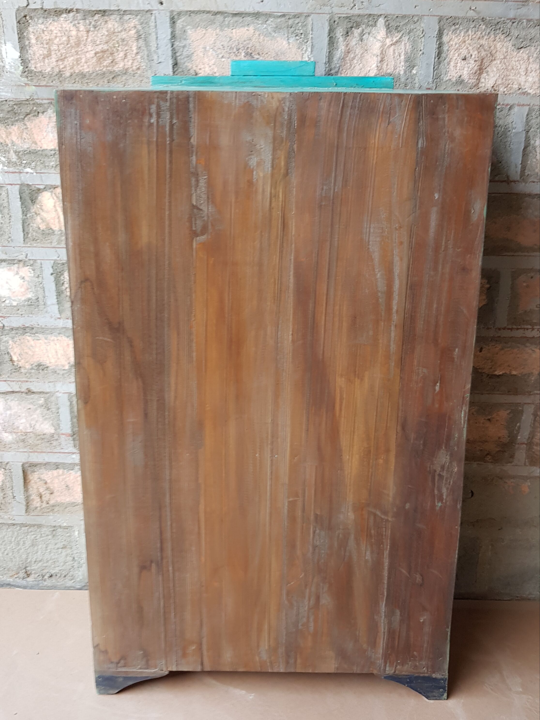 Burmese teak cabinet with original blue patina