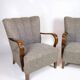 Set Of Two Armchairs In Floral Fabric & Dark Polished Wood, Danish Design From 1960s