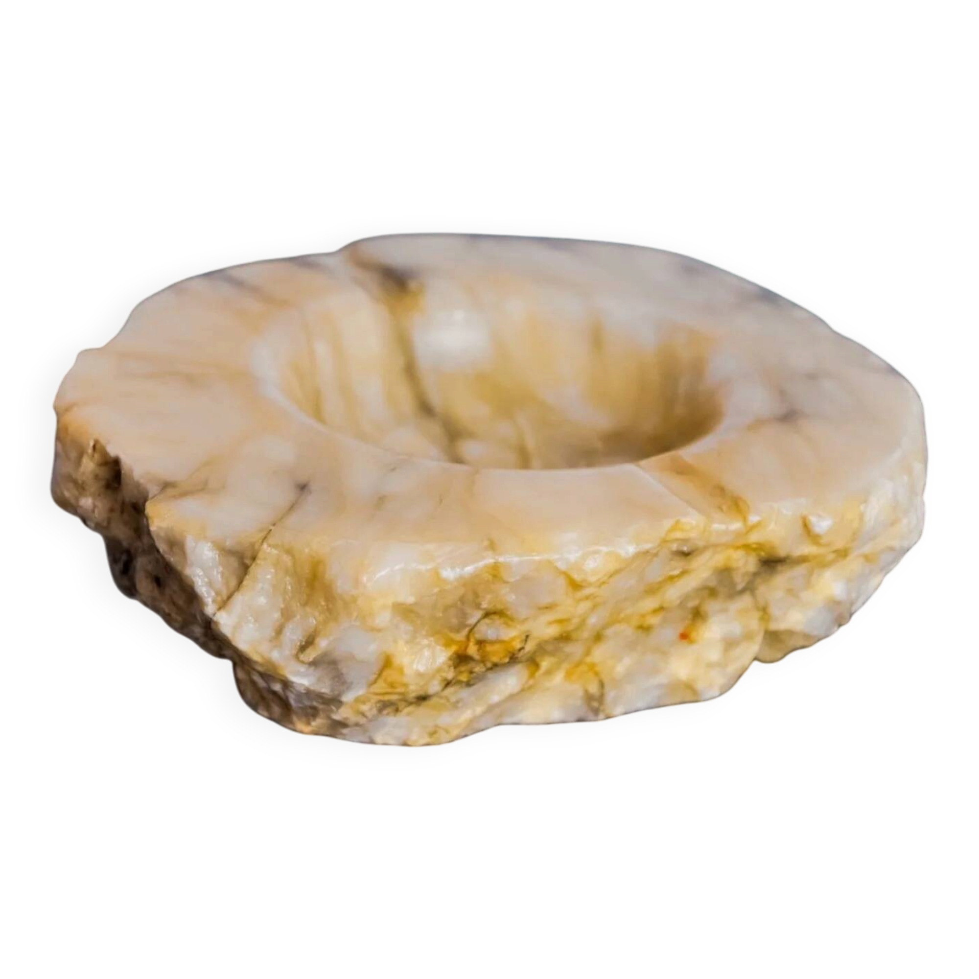 Beige alabaster ashtray by Romano Bianchi, Italy, 1970s