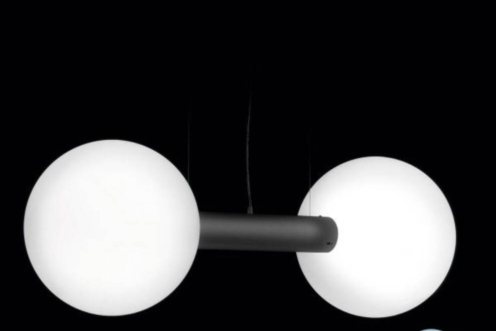 Large contemporary pendant light "Oxygen" by Delta Light