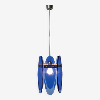 Blue Glass Chandelier or Pendant by Veca, Italy 1970's
