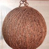 XL lampshade ball in hemp rope and rattan - 1970s