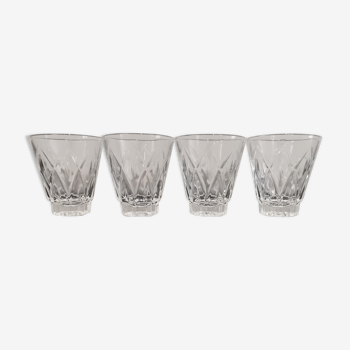 Set de 4 verres digestifs en cristal ciselé vintage Shell