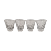 Set of 4 digestive glasses in vintage shell chiseled crystal