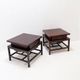 Pair of vintage pagoda tables in faux bamboo with chevron pattern - Maitland & Clasco