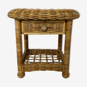 Side table in vintage rattan 60's