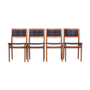 ensemble de quatre chaises en hêtre, design danois, années 70, fabriqué au Danemark