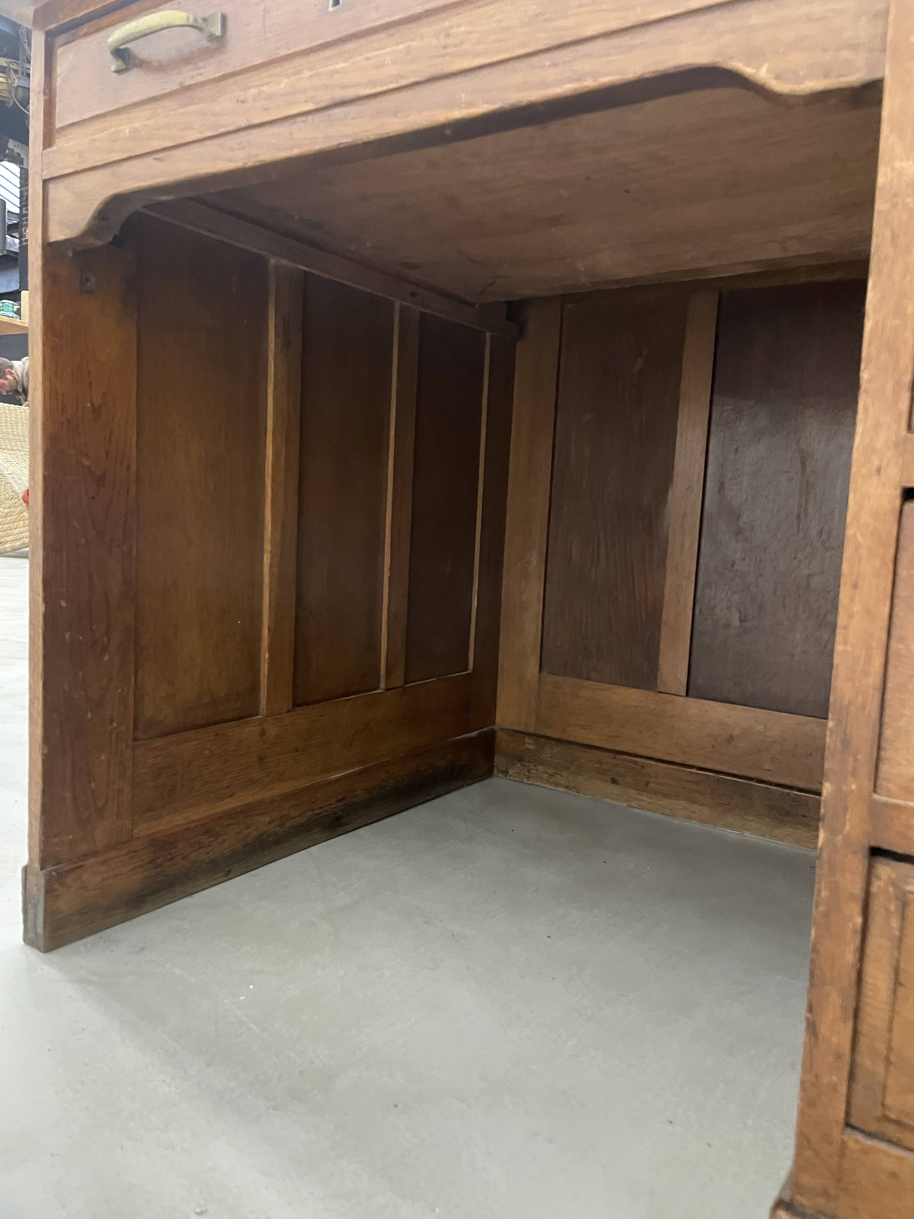 Oak and veneer counter or desk