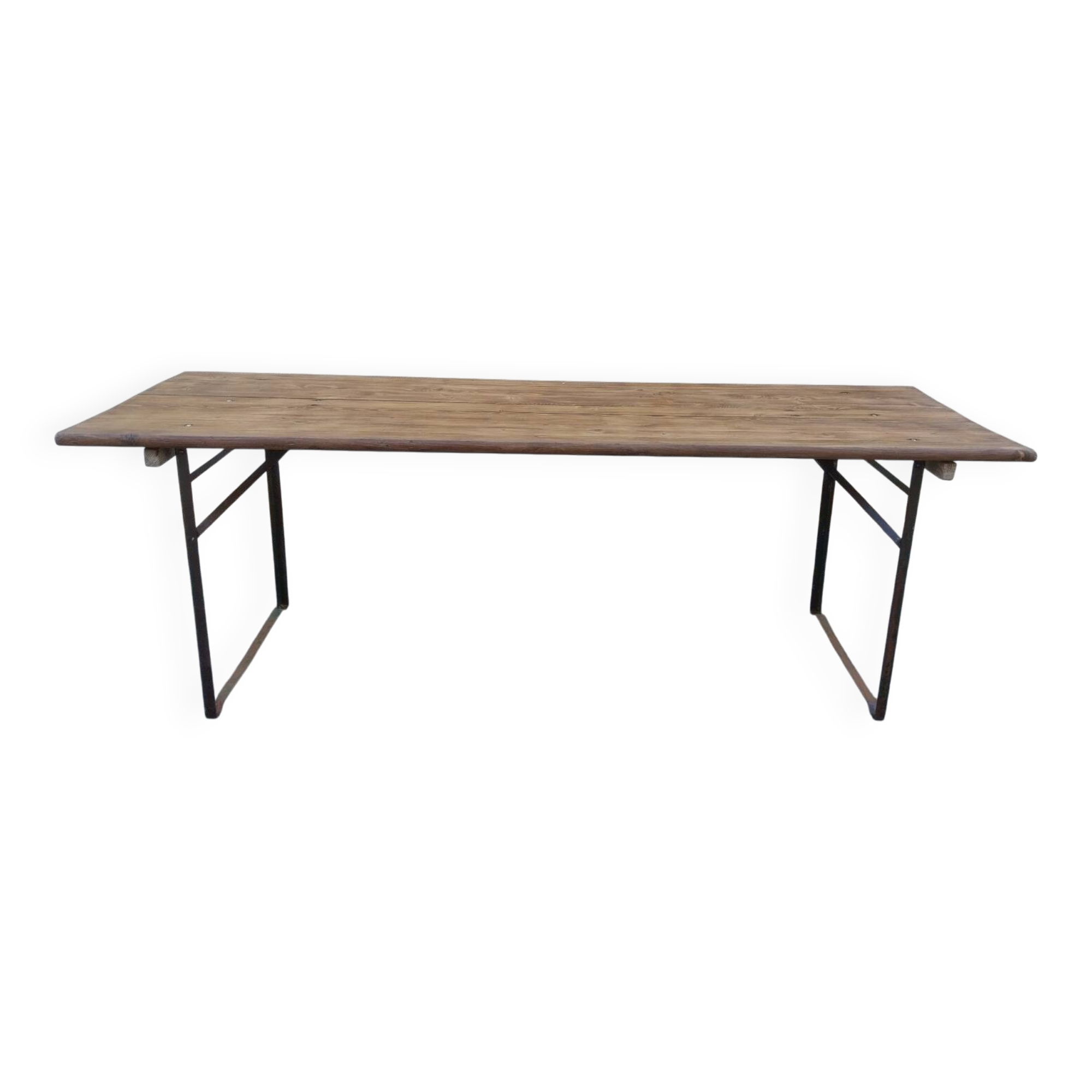 Folding wooden and metal table