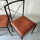Set of 4 designer chairs in metal and cognac leather by Arrben Italy