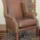 Vintage wingback lounge chair in brown leather, 1970s