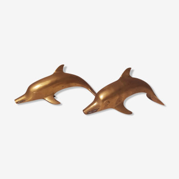 Pair of dolphins in bronze or brass