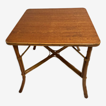 Table carrée en bambou vintage