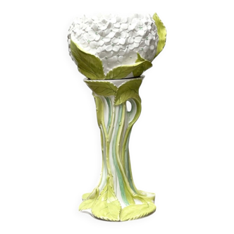 Vintage Italian ceramic cache-pot with flower stand, 1980s, set of 2.