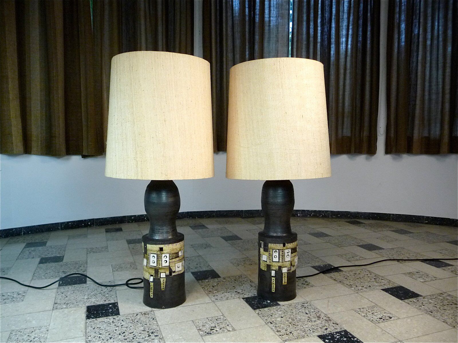 Ceramic table lamps by Georges Pelletier for Accolay France 1960s, Set of 2
