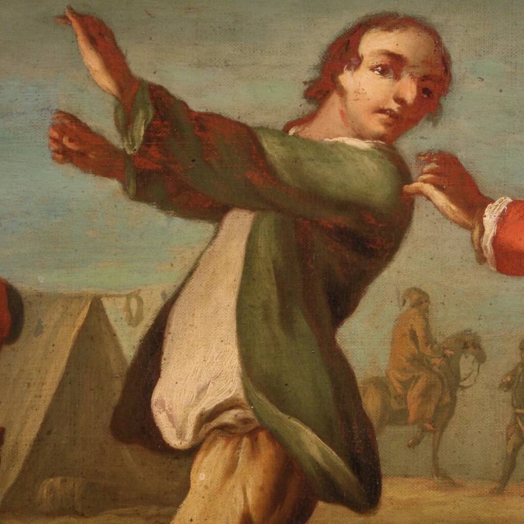 Camp de peinture française avec soldats et chevaux du XIXe siècle