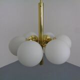 Sputnik brass and glass ceiling chandelier from Kaiser Idell / Kaiser Leuchten, Germany, 1960s