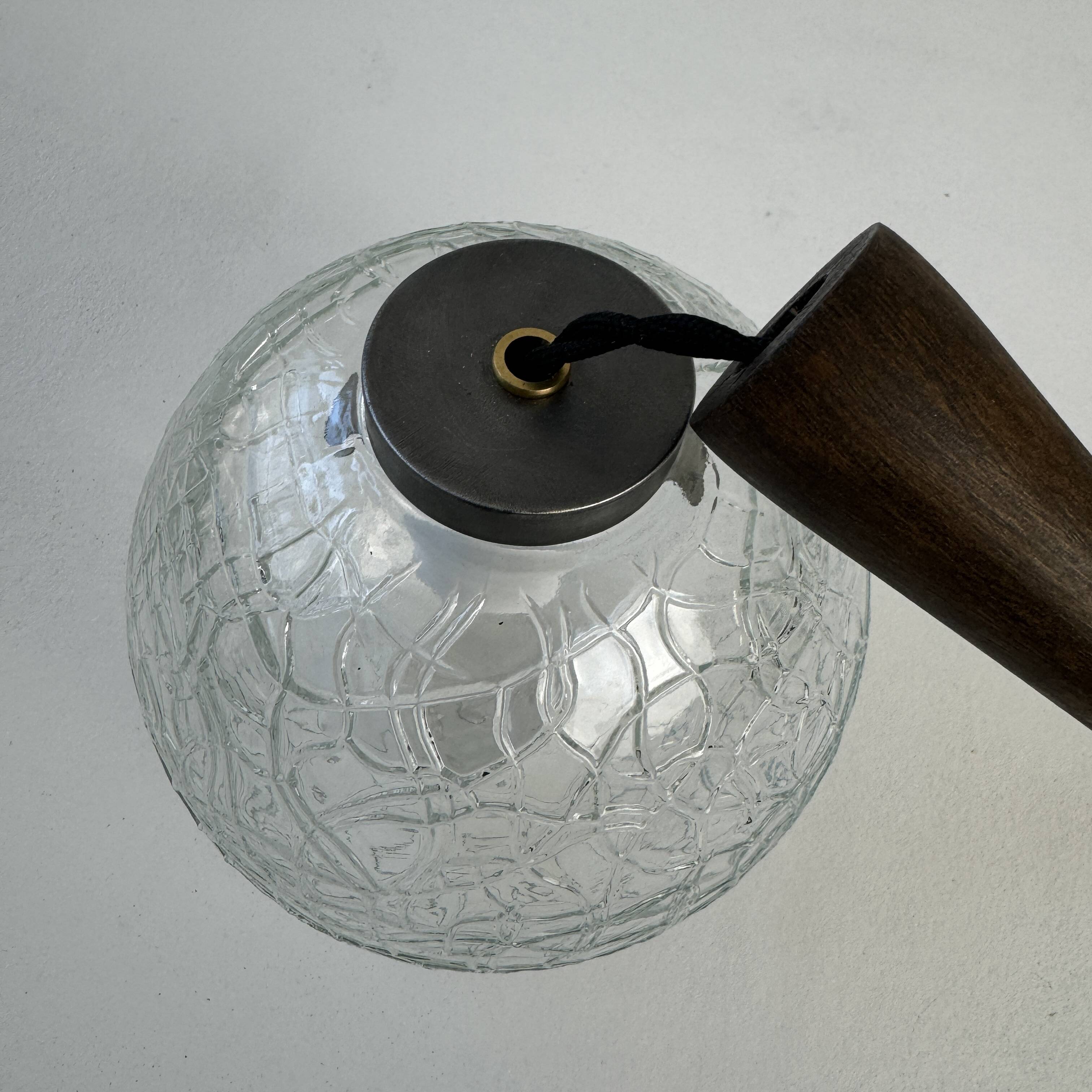 Pair of vintage textured glass pendants