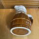 Old pichet revol barrel shape flamed ceramic 1 litre vintage #e