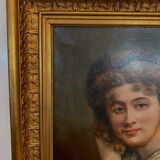 Oil on canvas Portrait of a young woman in bust " XX century