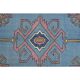 Vintage Turkish hand-knotted wool cotton blue area rug 170x259