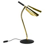 Rare desk and table lamp in brass and leather by Carl Aubock II #4280, Vienna, Austria.