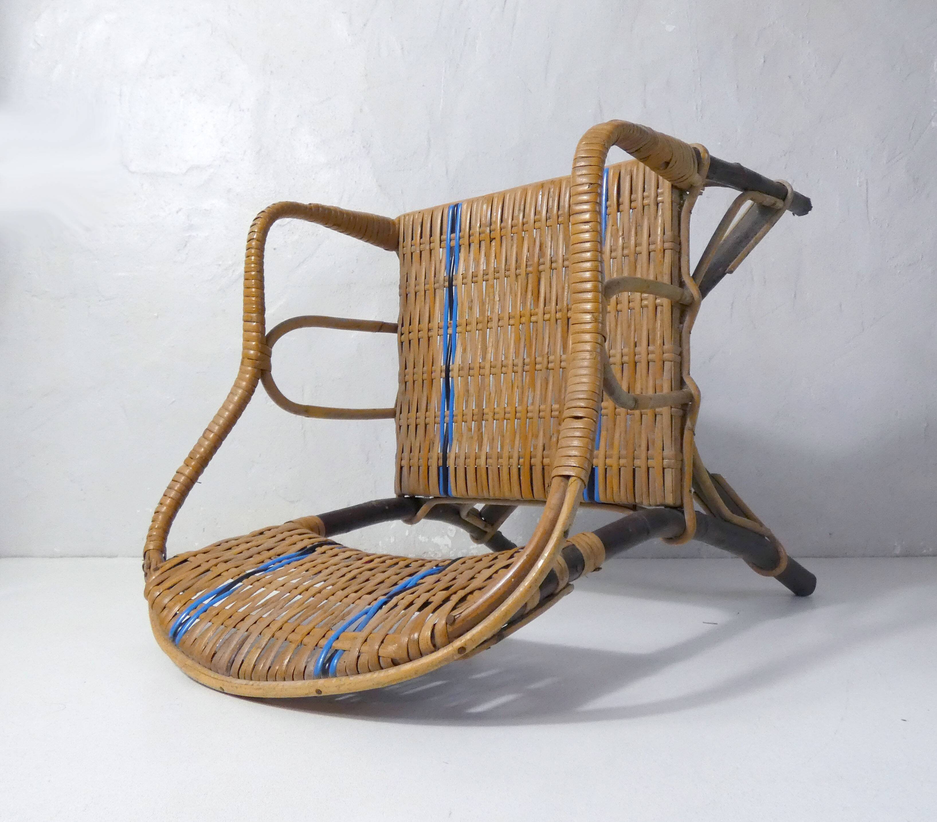 vintage rattan armchair for children