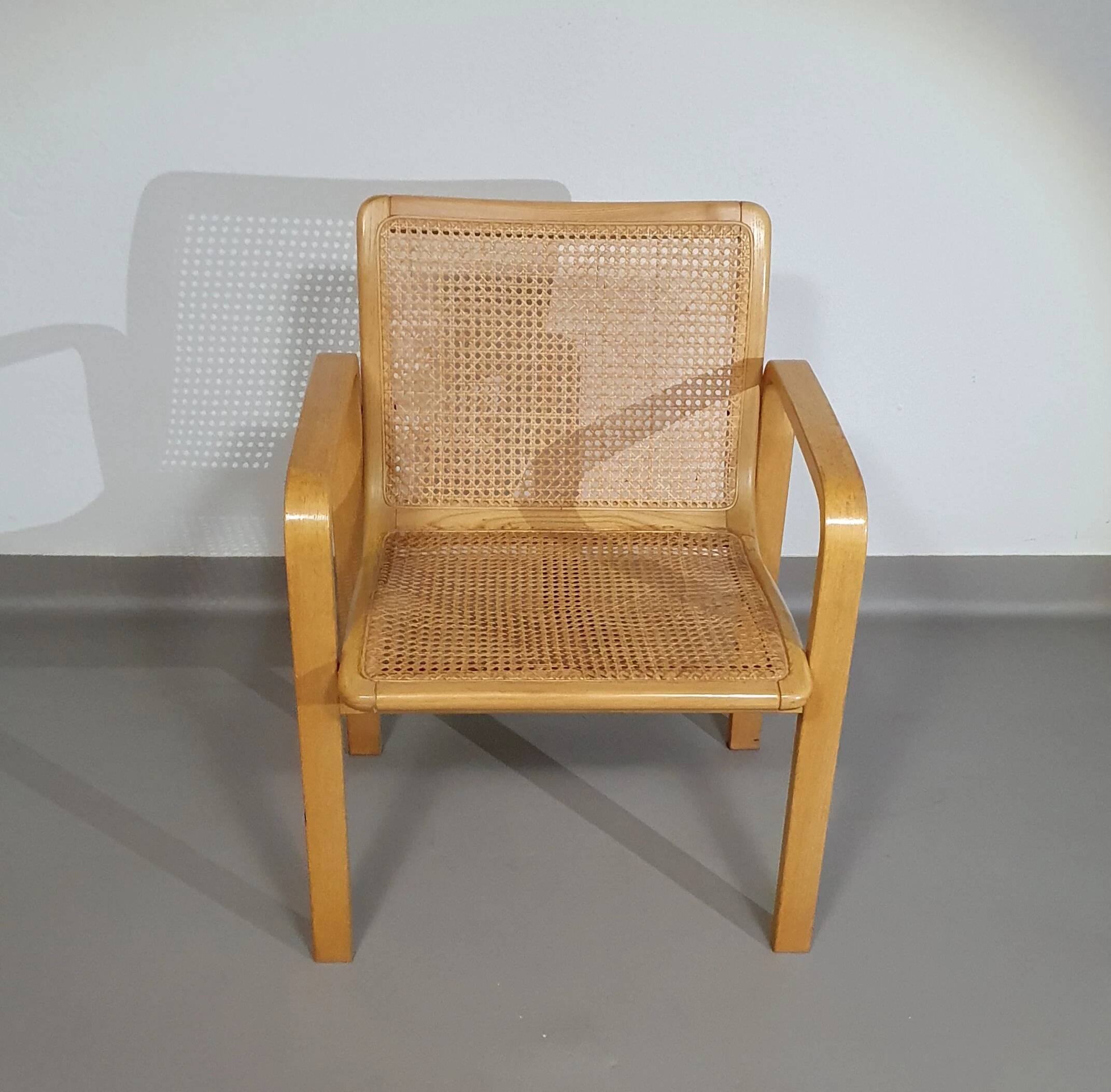 Beech wood and webbing side chair by Olivo Pietro, Italy, 1970s