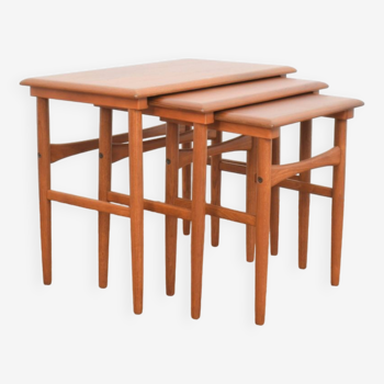 Tables Gigognes Mid-Century en Teck, Danemark, Set de 3