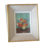 Tableau bouquet de fleur signé Petitjean