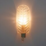 Pair of Barovier & Toso Style Mid-Century "Graniglia" Murano Glass Leaf Sconces