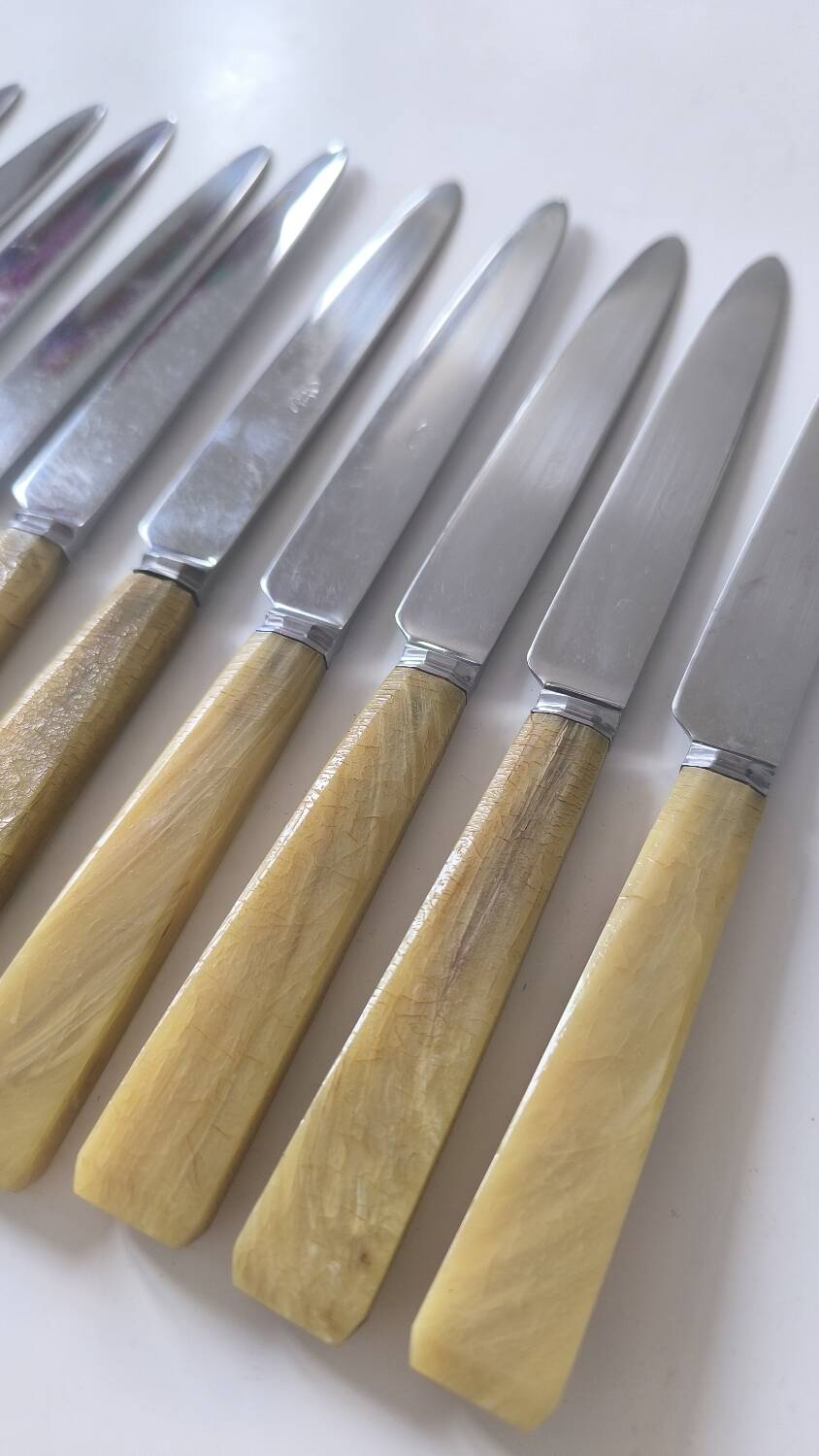 Set of 12 bakelite and stainless steel knives