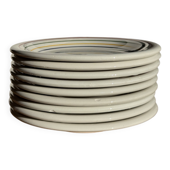 Set of 9 small Italian dessert plates Primula with red and green trim.