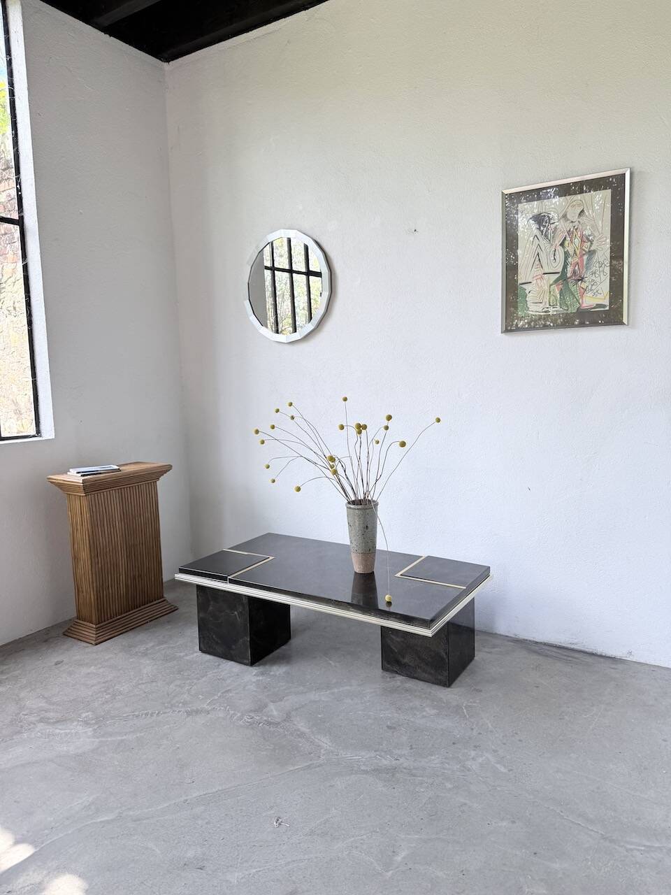 "Rizzo" lacquered and brass coffee-bar table from the 1970s.