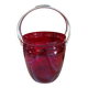 Vintage crystal ice bucket with silver-plated handle.