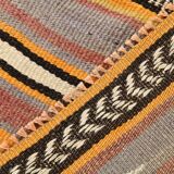 2x10 Pistriped Orange & Green Vintage Kilim Runner Rug, 69x325Cm