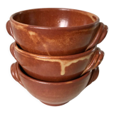 Trio of vallauris stoneware bowls 70s