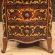 Pair of Italian inlaid bedside tables in walnut, maple and beech