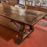 Impressive Spanish monastery table in oak, medieval style, 3m².