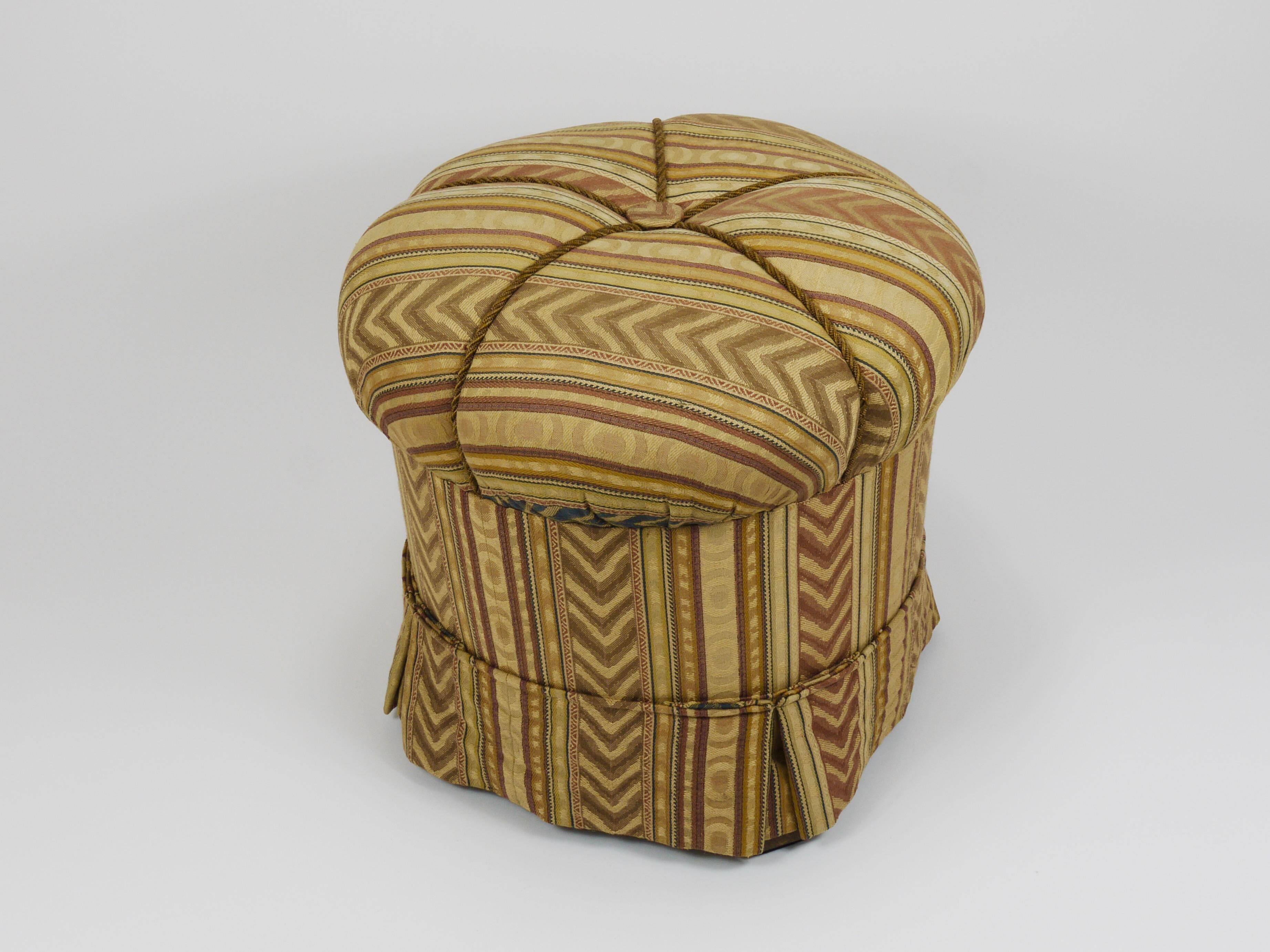 Art Deco Stool Friedrich Otto Schmidt, Pouf, Original Condition, Vienna, 1920s