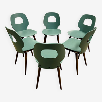 Rare lot of 6 Oeil model chairs by Baumann 1950/60