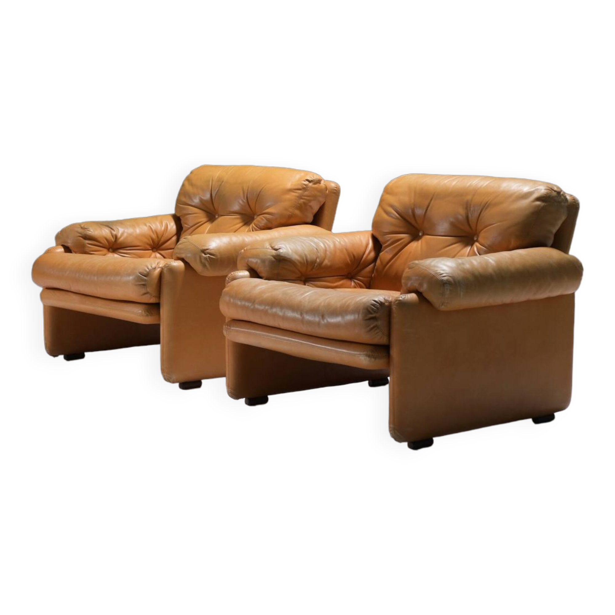 Stunning Coronado chairs in cognac leather by Afra & Tobia Scarpa - B&B Italia