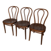 Set of 3 Vintage Thonet Style Bentwood Chair, Carved Wood Farmhouse Dining