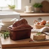 Vintage Rabbit Terrine in Glazed Ceramic - Brown Barbotine