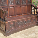 Neo-Gothic Walnut Castle Chest Bench