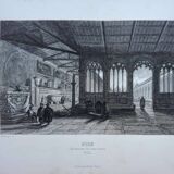 Camposanto, Pisa, old engraving, printed in 1841.