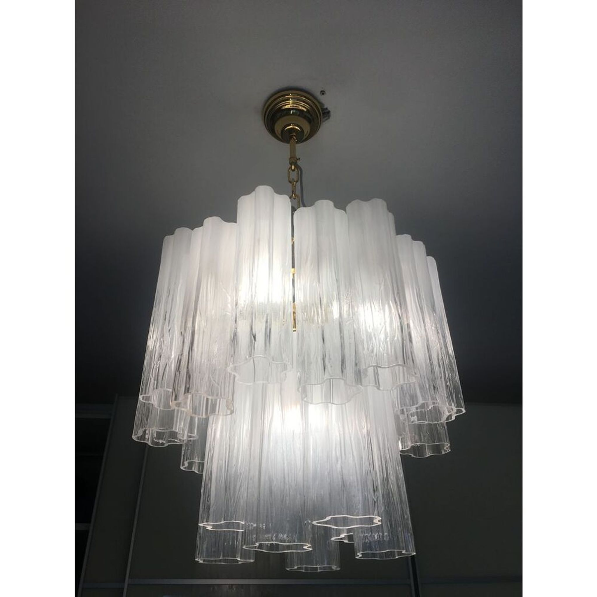 Suspension blanc en verre de murano « tronchi » disparu d50