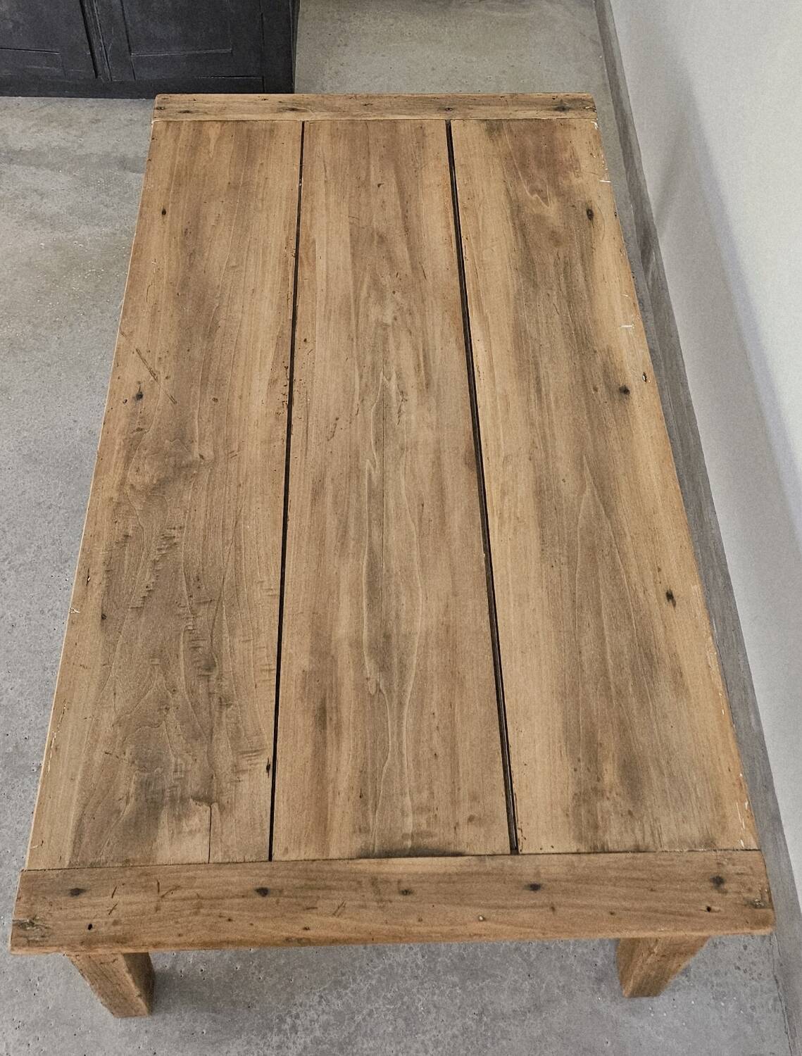 Antique low farmhouse table in beech wood